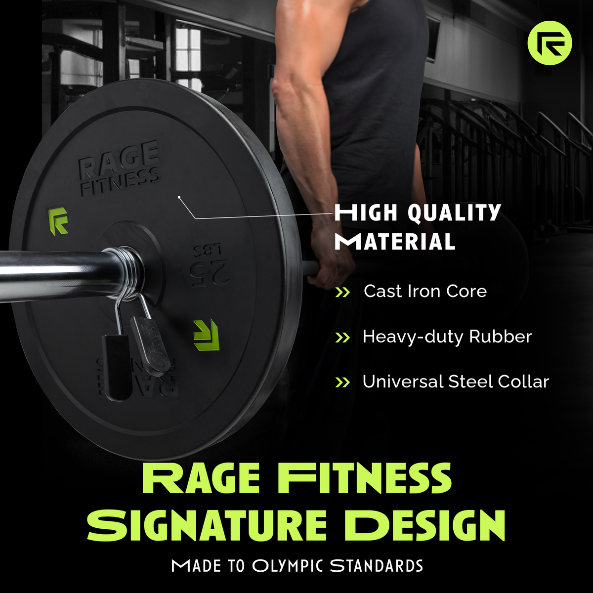 Rage Fitness Olympic Bumper Plates – 10, 15, 25, 35 & 45 lb Weight Plates
