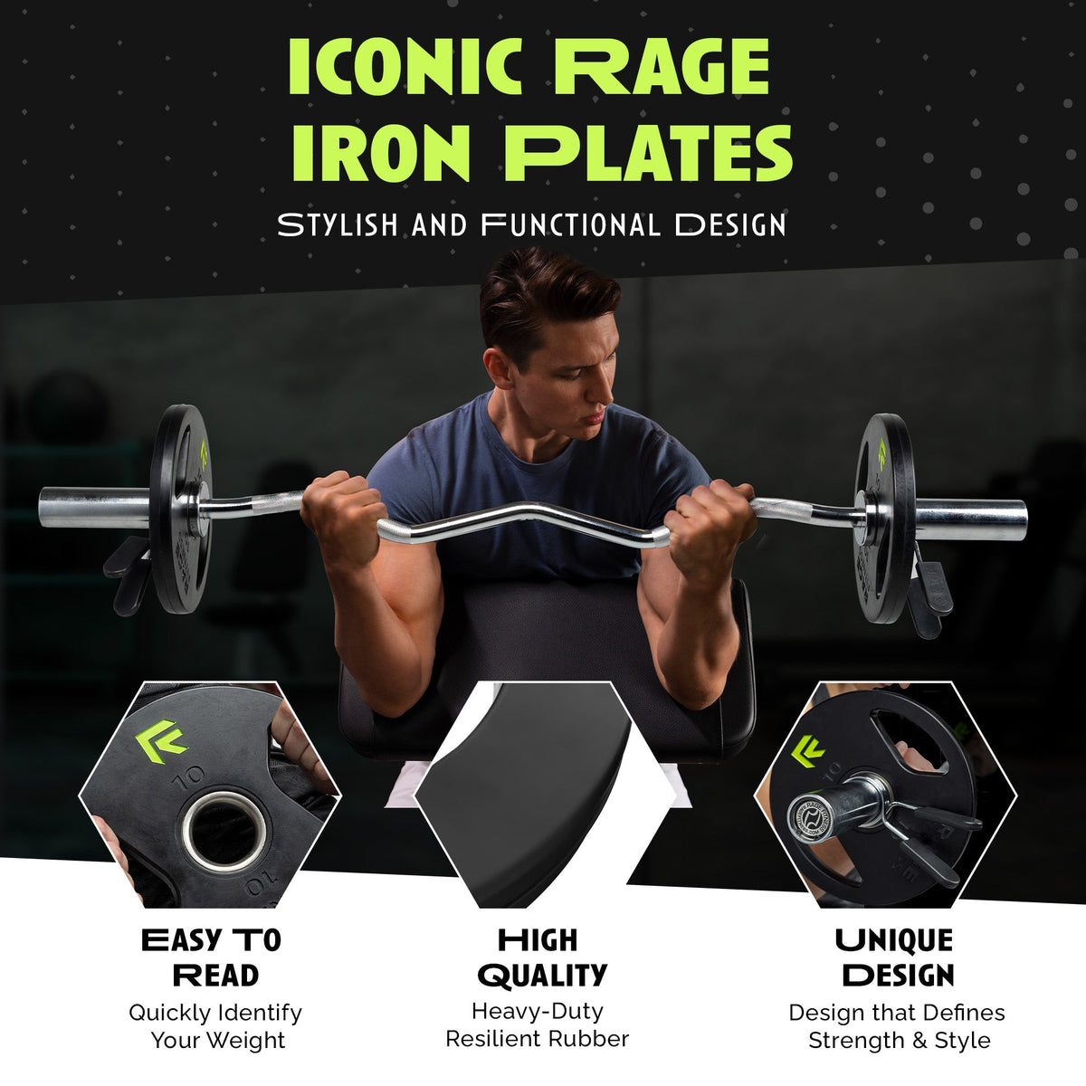 Rage Fitness Rubber-Coated Olympic Weight Plates – 5, 10, 25 & 45 lb
