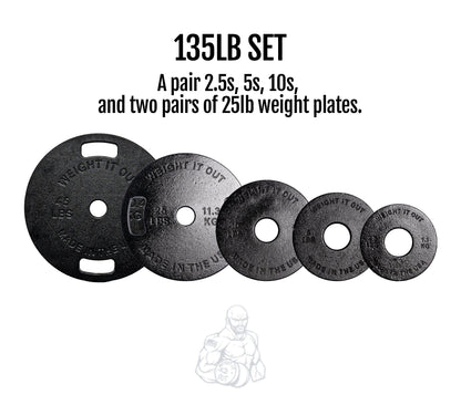 Cast Iron Machined Olympic Weight Plate Sets – 175 lb, 265 lb & 355 lb