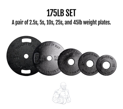 Cast Iron Machined Olympic Weight Plate Sets – 175 lb, 265 lb & 355 lb