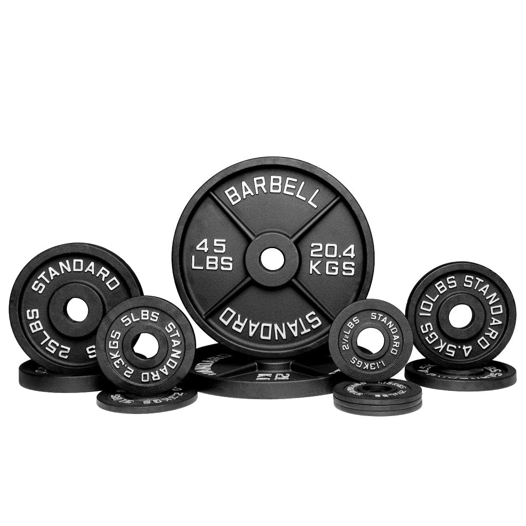 Barbell Standard Olympic Weight Plate Sets – Cast Iron Weight Plates with 2% Weight Tolerance and Black Powder Coat Finish