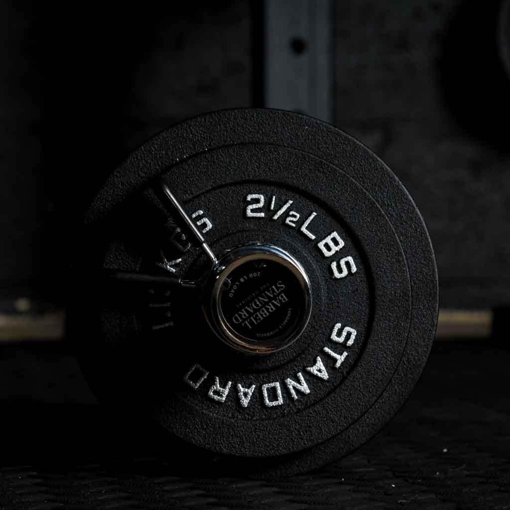Barbell Standard Olympic Weight Plates – Cast Iron Plates with Matte Black Powder Coat Finish and Easy-Grip Design