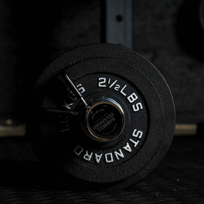 Barbell Standard Olympic Weight Plates – Cast Iron Plates with Matte Black Powder Coat Finish and Easy-Grip Design