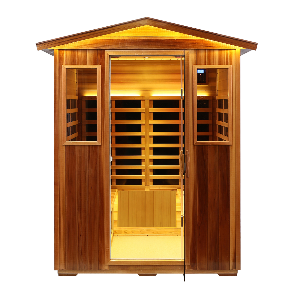 Four-Person Outdoor Far-Infrared Sauna with Carbon Crystal Heaters – Natural Hemlock