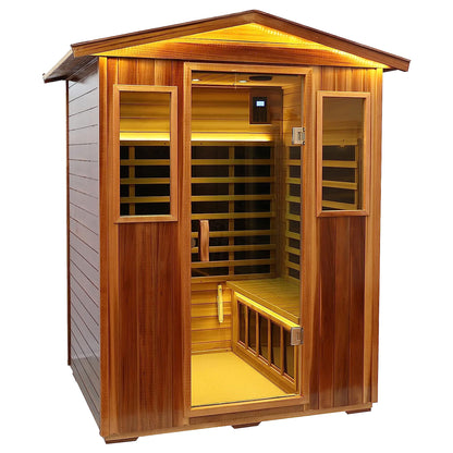 Four-Person Outdoor Far-Infrared Sauna with Carbon Crystal Heaters – Natural Hemlock