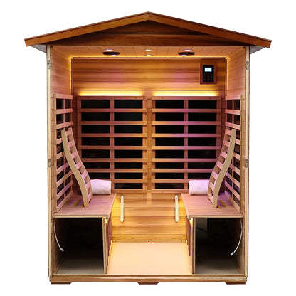 Four-Person Outdoor Far-Infrared Sauna with Carbon Crystal Heaters – Natural Hemlock