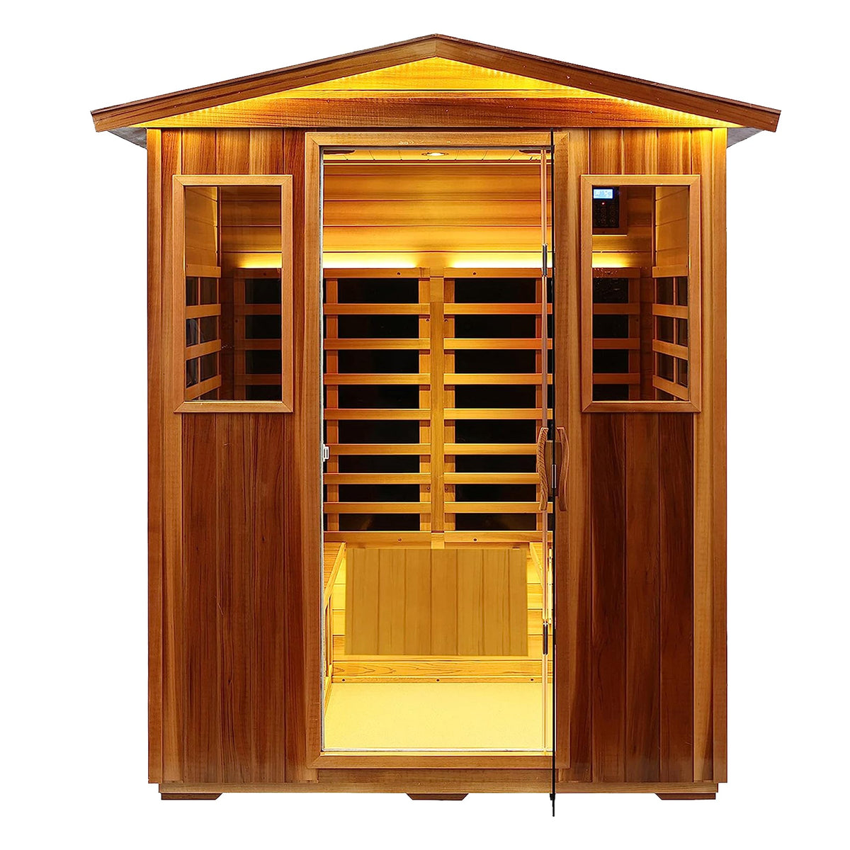 Four-Person Outdoor Far-Infrared Sauna with Carbon Crystal Heaters – Natural Hemlock