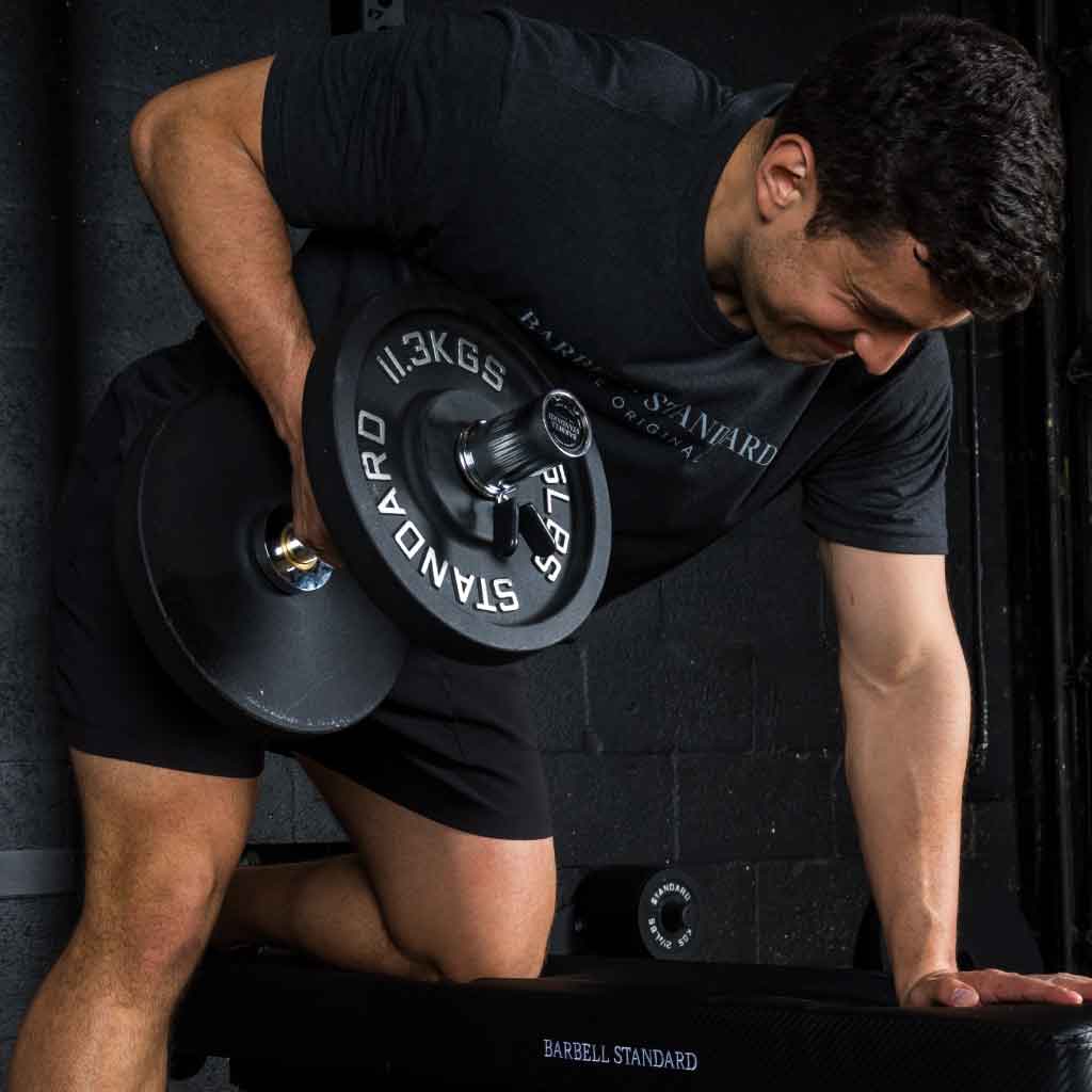 Barbell Standard Olympic Weight Plates – Cast Iron Plates with Matte Black Powder Coat Finish and Easy-Grip Design