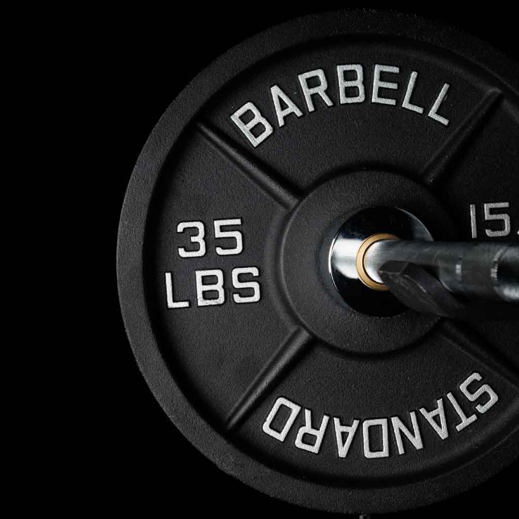 Barbell Standard Olympic Weight Plates – Cast Iron Plates with Matte Black Powder Coat Finish and Easy-Grip Design