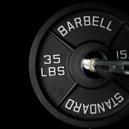 Barbell Standard Olympic Weight Plates – Cast Iron Plates with Matte Black Powder Coat Finish and Easy-Grip Design