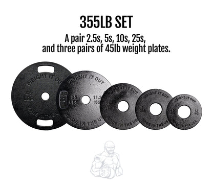 Cast Iron Machined Olympic Weight Plate Sets – 175 lb, 265 lb & 355 lb