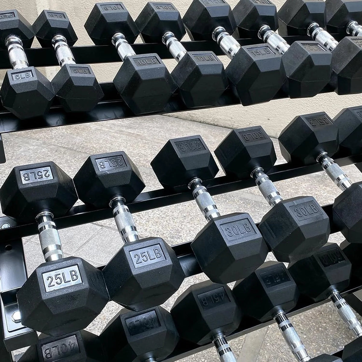 450 Lbs Hex Dumbbell Set with Storage Rack - 5-45 Lb Rubber Coated Adjustable Weights for Home Gym Strength Training - Men/Women