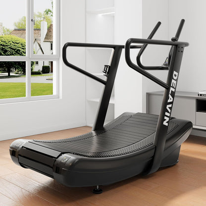 Sturdy Curved Manual Treadmill, Non Electric Motorized Treadmill