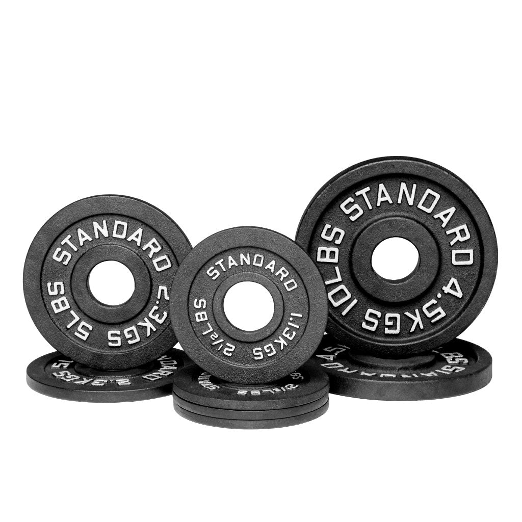 Barbell Standard Olympic Weight Plate Sets – Cast Iron Weight Plates with 2% Weight Tolerance and Black Powder Coat Finish