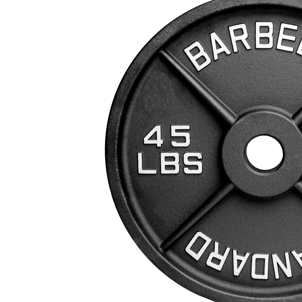 Barbell Standard Olympic Weight Plates – Cast Iron Plates with Matte Black Powder Coat Finish and Easy-Grip Design