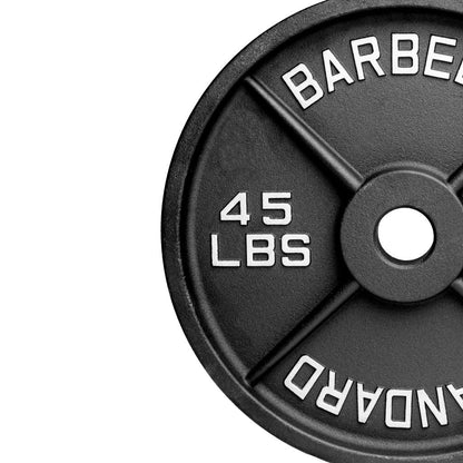 Barbell Standard Olympic Weight Plates – Cast Iron Plates with Matte Black Powder Coat Finish and Easy-Grip Design