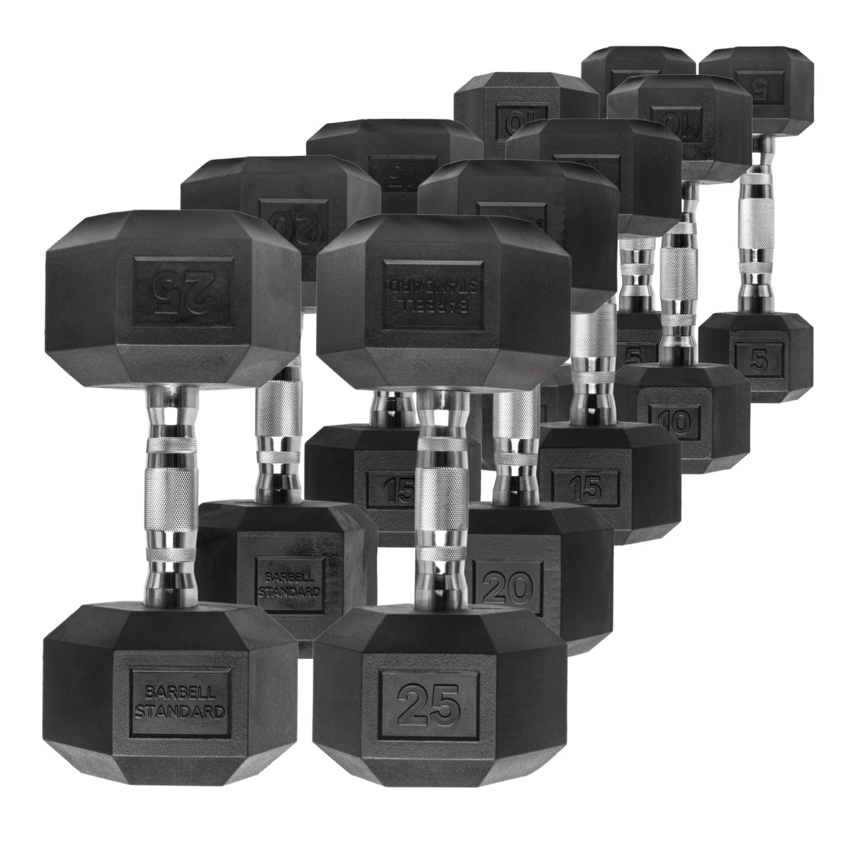 Barbell Standard Rubber Hex Dumbbell Sets – Heavy-Duty Rubber Coated Dumbbells with Ergonomic Knurled Handles and Lifetime Warranty