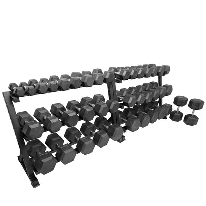 Barbell Standard Rubber Hex Dumbbell Sets – Heavy-Duty Rubber Coated Dumbbells with Ergonomic Knurled Handles and Lifetime Warranty