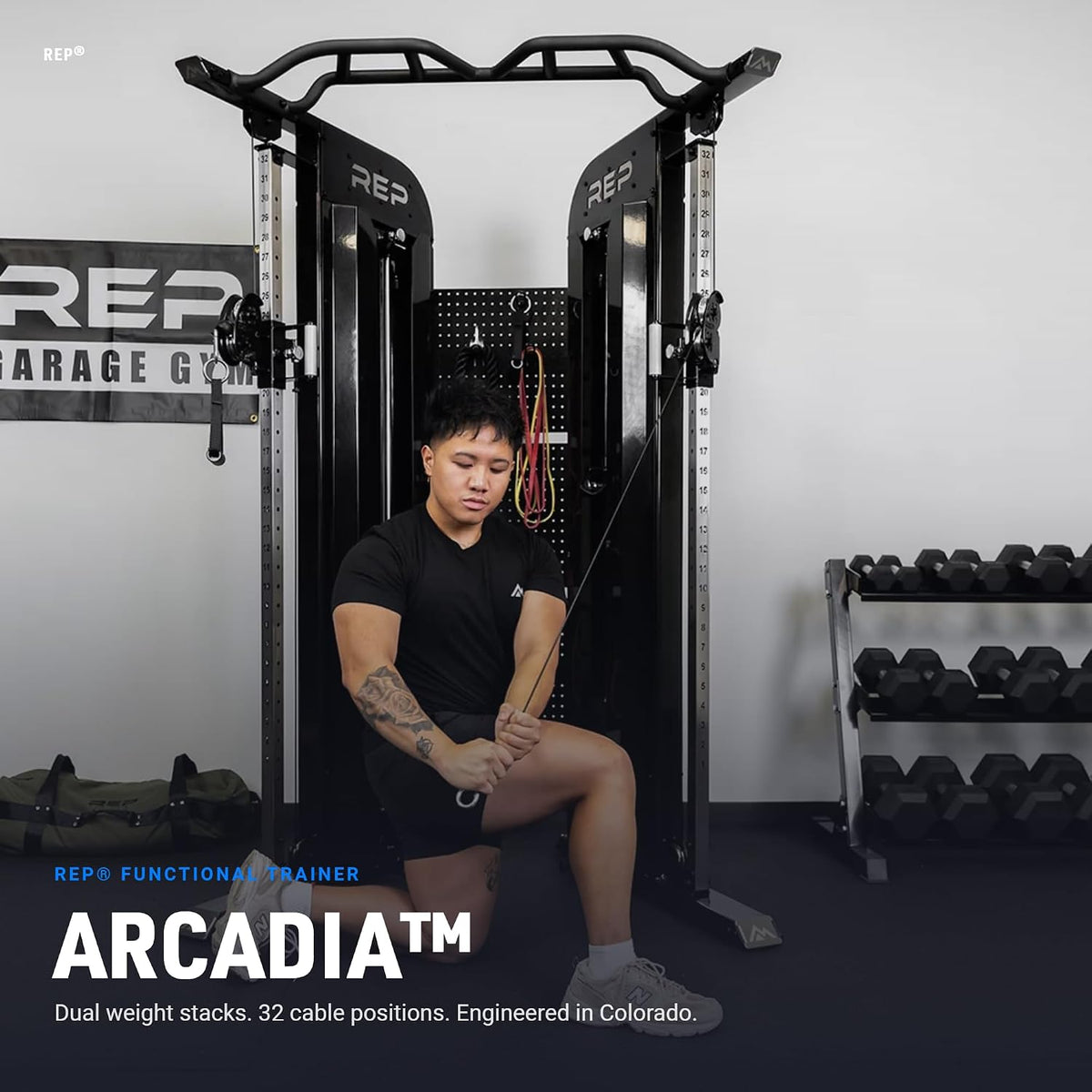 Fitness Arcadia™ Functional Trainer- All in One Functional Trainer and Cable Machine for Home and Garage Gym!- Optional Weight Stack Upgrades and Attachment Packages