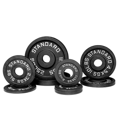 Barbell Standard Olympic Weight Plate Sets – Cast Iron Weight Plates with 2% Weight Tolerance and Black Powder Coat Finish