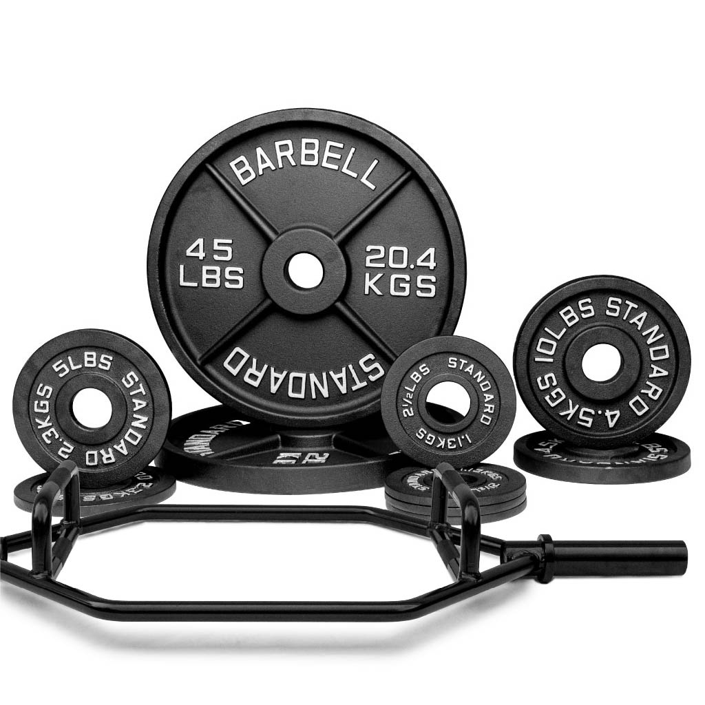 Barbell Standard Specialty Bar &amp; Weight Set Bundle Builder – Custom Olympic Weight Plate Sets with EZ Curl, Hex Trap, Swiss Multigrip and Loadable Dumbbell Bars