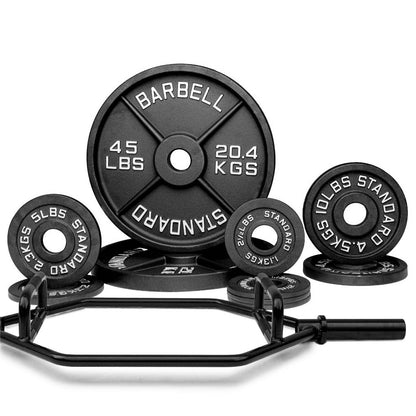 Barbell Standard Specialty Bar &amp; Weight Set Bundle Builder – Custom Olympic Weight Plate Sets with EZ Curl, Hex Trap, Swiss Multigrip and Loadable Dumbbell Bars