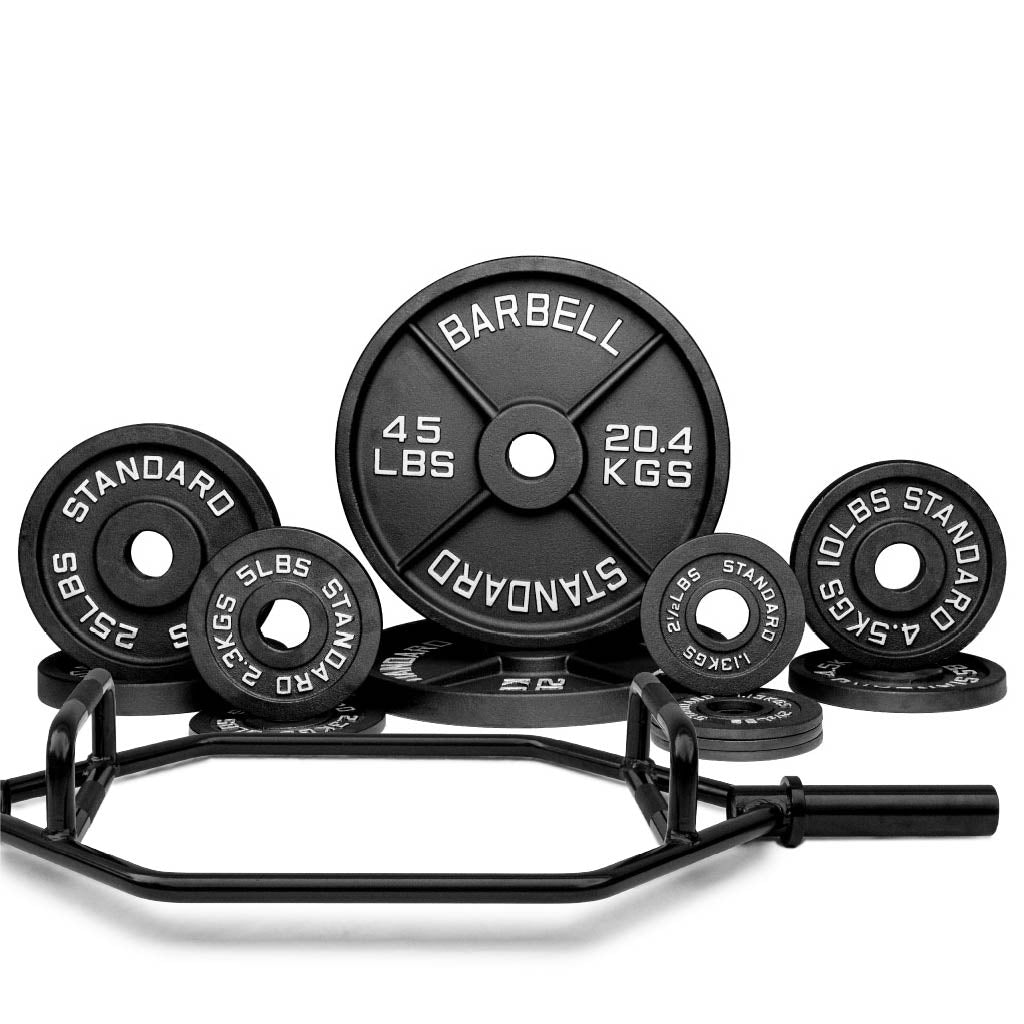 Barbell Standard Specialty Bar &amp; Weight Set Bundle Builder – Custom Olympic Weight Plate Sets with EZ Curl, Hex Trap, Swiss Multigrip and Loadable Dumbbell Bars