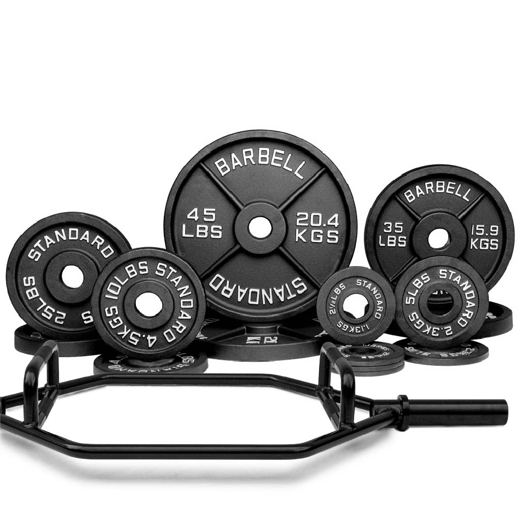 Barbell Standard Specialty Bar &amp; Weight Set Bundle Builder – Custom Olympic Weight Plate Sets with EZ Curl, Hex Trap, Swiss Multigrip and Loadable Dumbbell Bars