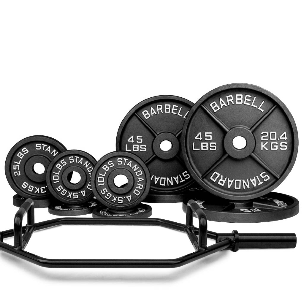 Barbell Standard Specialty Bar &amp; Weight Set Bundle Builder – Custom Olympic Weight Plate Sets with EZ Curl, Hex Trap, Swiss Multigrip and Loadable Dumbbell Bars