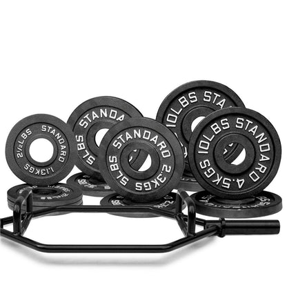 Barbell Standard Specialty Bar &amp; Weight Set Bundle Builder – Custom Olympic Weight Plate Sets with EZ Curl, Hex Trap, Swiss Multigrip and Loadable Dumbbell Bars