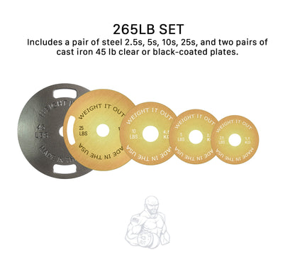 Cast Iron 45 lb & Calibrated Solid Steel Olympic Weight Plate Sets