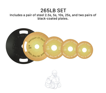 Cast Iron 45 lb & Calibrated Solid Steel Olympic Weight Plate Sets