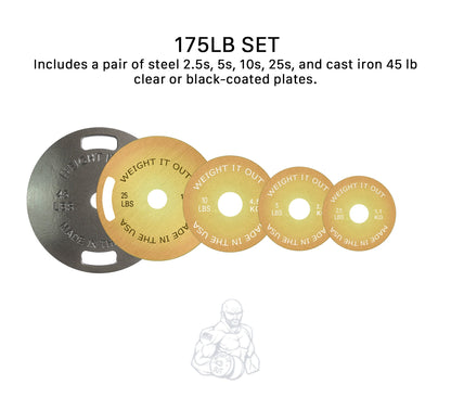 Cast Iron 45 lb & Calibrated Solid Steel Olympic Weight Plate Sets