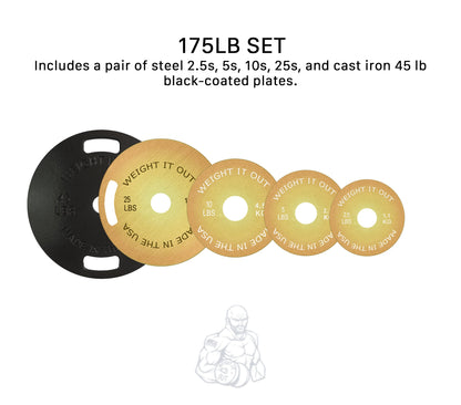 Cast Iron 45 lb & Calibrated Solid Steel Olympic Weight Plate Sets