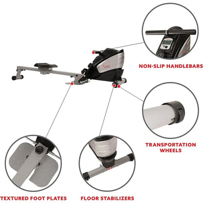 Sunny Health &amp; Fitness Magnetic Rowing Machine – 8-Level Resistance