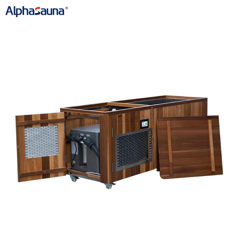 Cedar Hot &amp; Cold Plunge Tub – Stainless Steel, 1.5HP Chiller