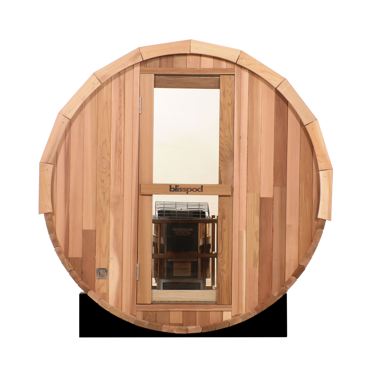 Blisspod Prague 4–6 Person Outdoor Cedar Barrel Sauna with Full Glass Back