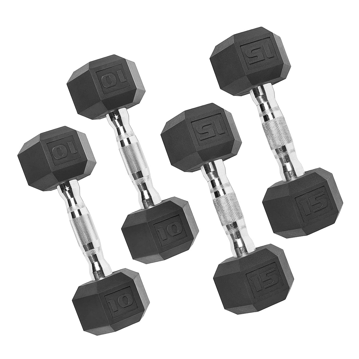150 Lb Coated Rubber Hex Dumbbell Weight Set with A-Frame Rack, Black