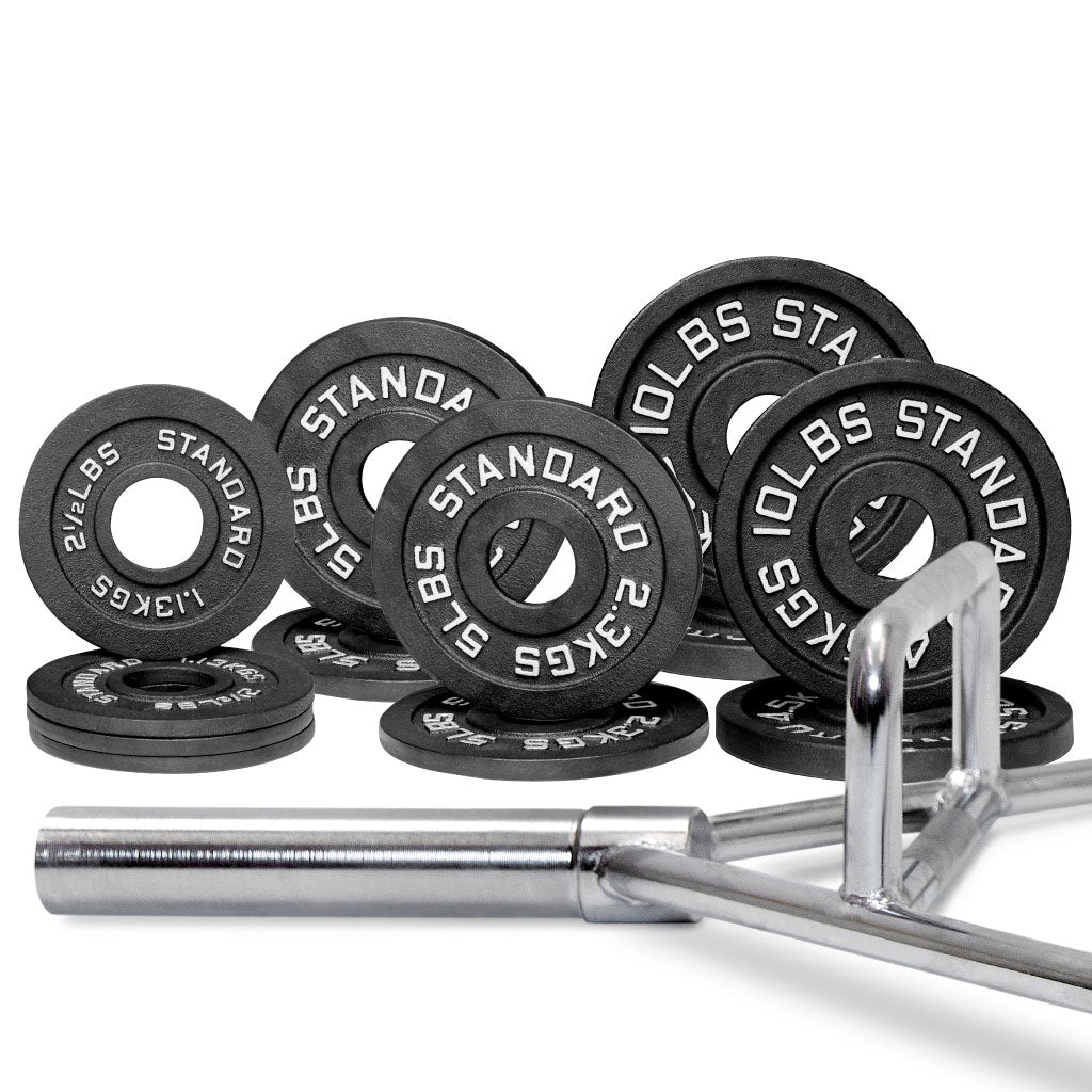 Barbell Standard Specialty Bar &amp; Weight Set Bundle Builder – Custom Olympic Weight Plate Sets with EZ Curl, Hex Trap, Swiss Multigrip and Loadable Dumbbell Bars