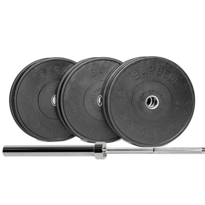 Barbell Standard 2000 Powerlifting Barbell Weight Sets – 206,000 PSI Steel Power Bar with Olympic Weight Plates and Bronze Bushings