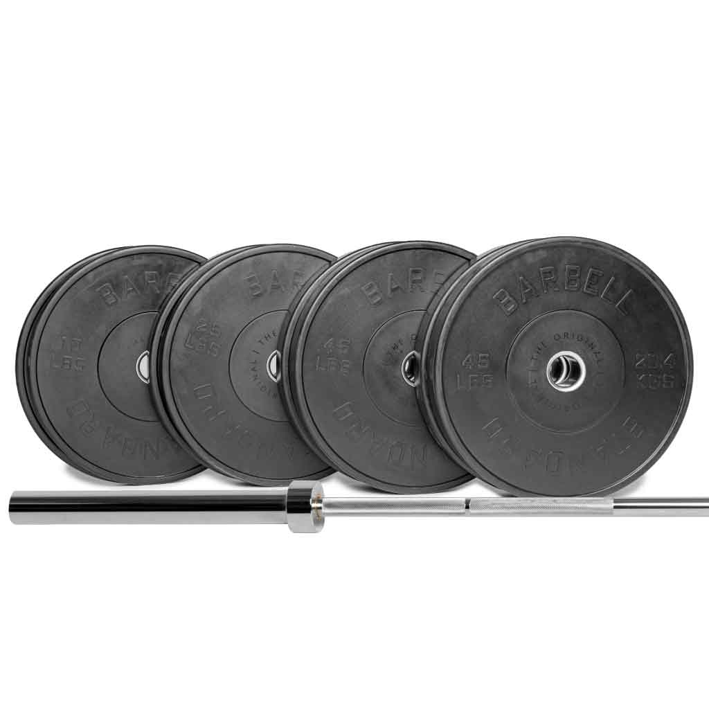 Barbell Standard 2000 Powerlifting Barbell Weight Sets – 206,000 PSI Steel Power Bar with Olympic Weight Plates and Bronze Bushings