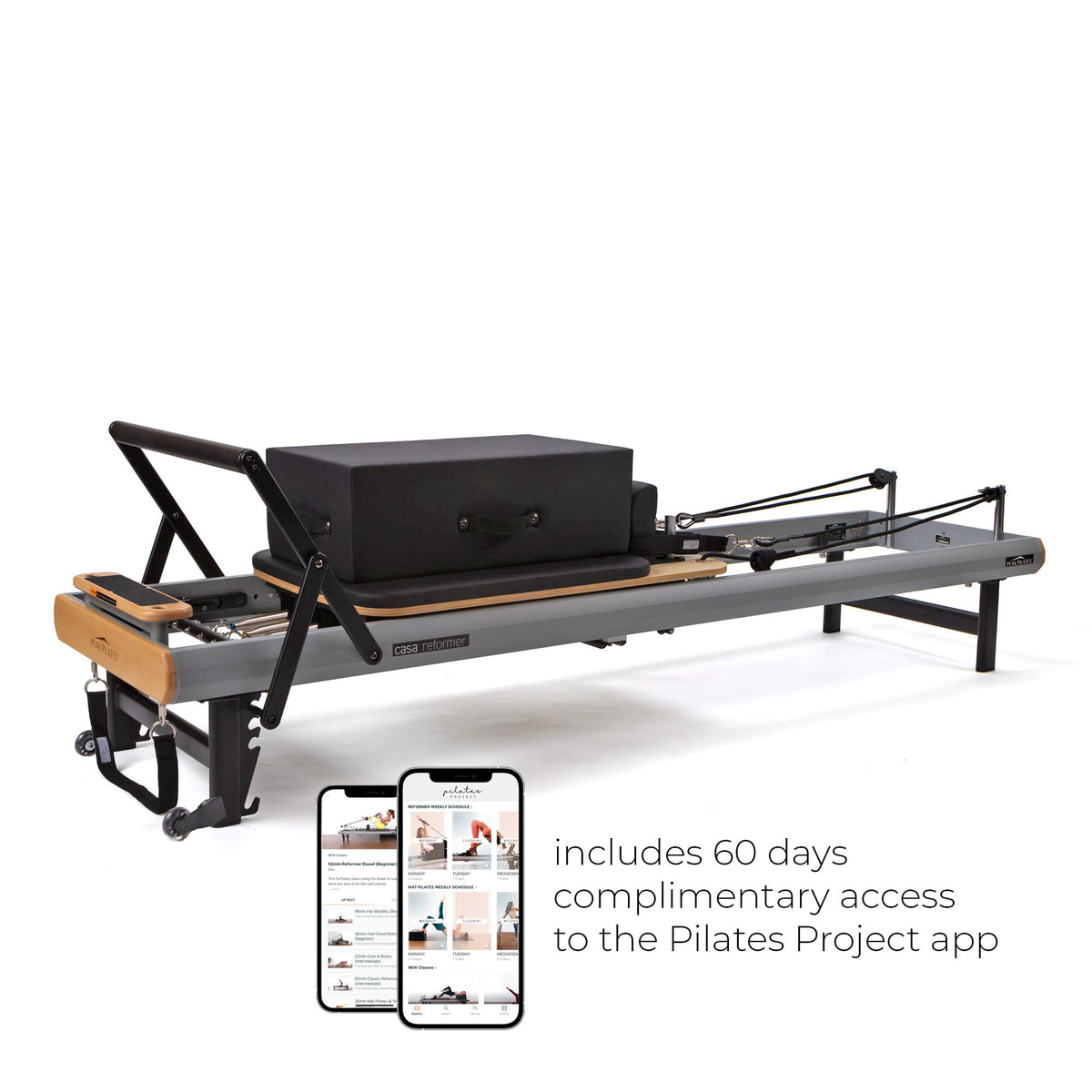 Peak Pilates casa™ Reformer with Long/Short Box – Compact Home Pilates Reformer