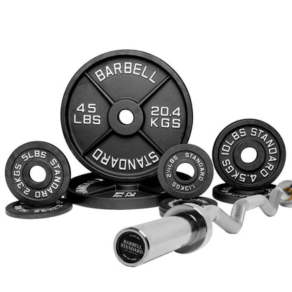 Barbell Standard Specialty Bar &amp; Weight Set Bundle Builder – Custom Olympic Weight Plate Sets with EZ Curl, Hex Trap, Swiss Multigrip and Loadable Dumbbell Bars