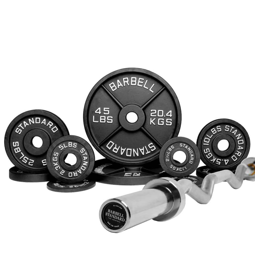 Barbell Standard Specialty Bar &amp; Weight Set Bundle Builder – Custom Olympic Weight Plate Sets with EZ Curl, Hex Trap, Swiss Multigrip and Loadable Dumbbell Bars