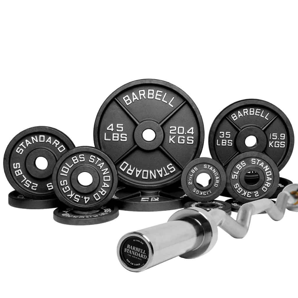 Barbell Standard Specialty Bar &amp; Weight Set Bundle Builder – Custom Olympic Weight Plate Sets with EZ Curl, Hex Trap, Swiss Multigrip and Loadable Dumbbell Bars