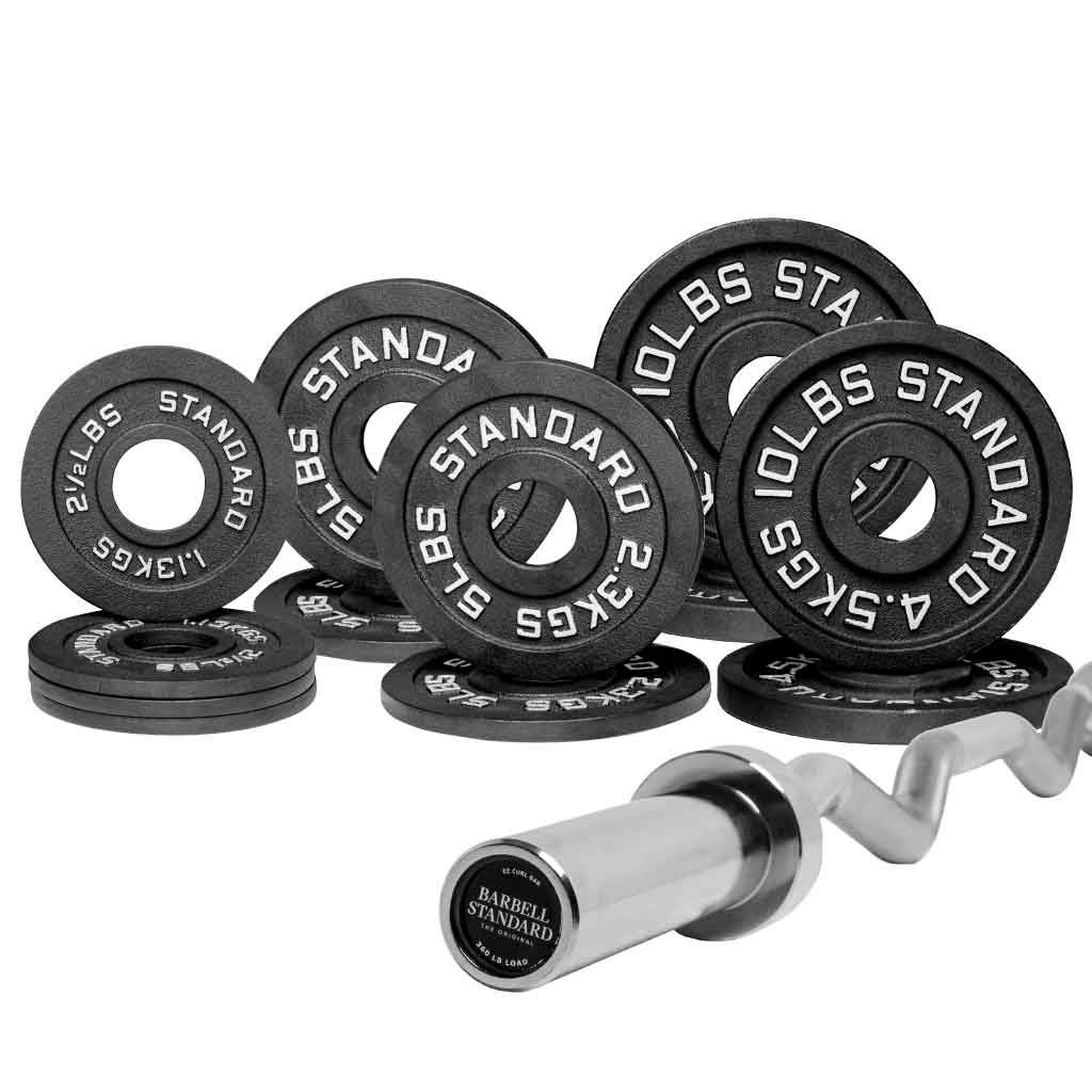 Barbell Standard Specialty Bar &amp; Weight Set Bundle Builder – Custom Olympic Weight Plate Sets with EZ Curl, Hex Trap, Swiss Multigrip and Loadable Dumbbell Bars
