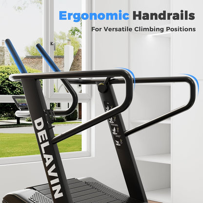 Sturdy Curved Manual Treadmill, Non Electric Motorized Treadmill