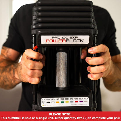 Pro 100 EXP Single Adjustable Dumbbell, 5-100 Lb
