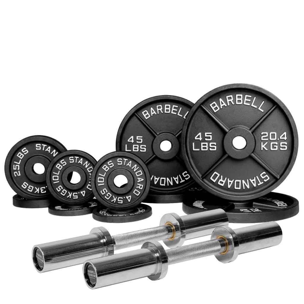 Barbell Standard Specialty Bar &amp; Weight Set Bundle Builder – Custom Olympic Weight Plate Sets with EZ Curl, Hex Trap, Swiss Multigrip and Loadable Dumbbell Bars