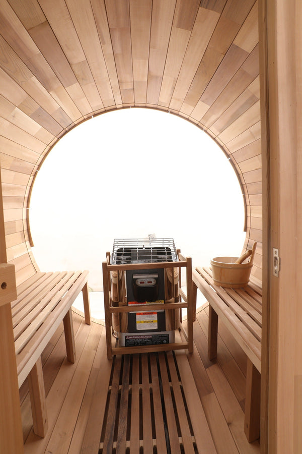 Blisspod Prague Canadian Red Cedar Barrel Steam Sauna with Glass Back
